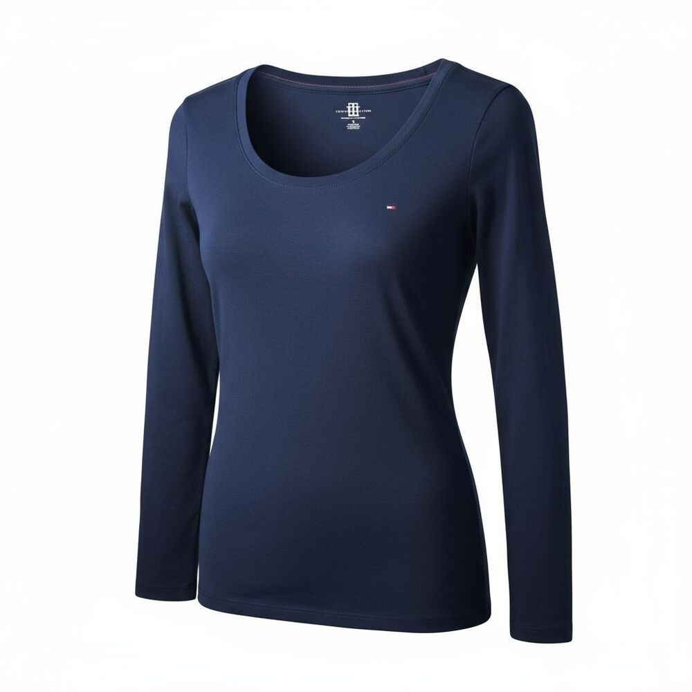 Tommy Hilfiger Women’s Navy Long Sleeve Scoop Neck Shirt – Size Small